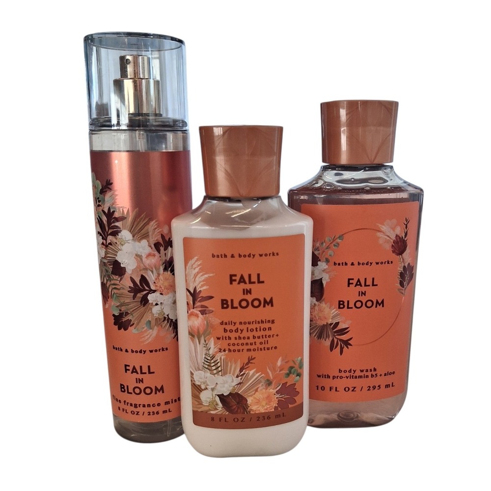 RARE Bath & Body Works Womens Fall in Bloom 3pcs Full Size‎ Bundle Seasonal Plum